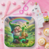 Ierse Leprechaun met gouden munten Papieren Bordje (Feest)