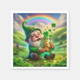 Ierse Leprechaun met gouden munten Servet