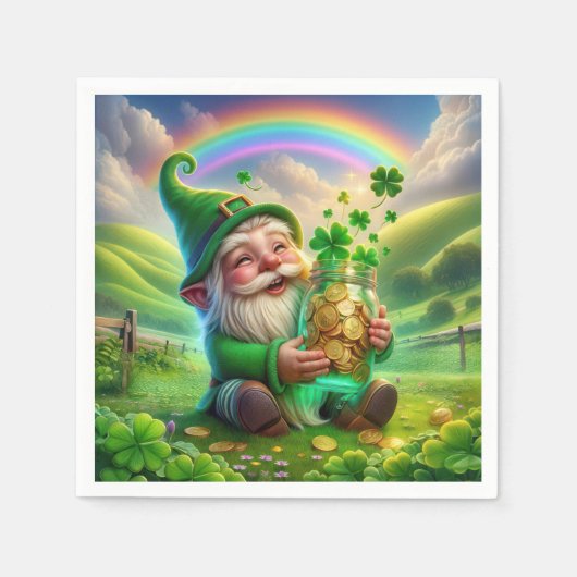 Ierse Leprechaun met gouden munten Servet (Voorkant)