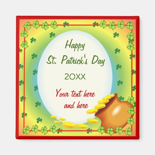 Ierse Leprechaun Pot of Gold Magneet (Voorkant)