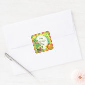 Ierse Leprechaun Pot of Gold Vierkante Sticker (Envelop)