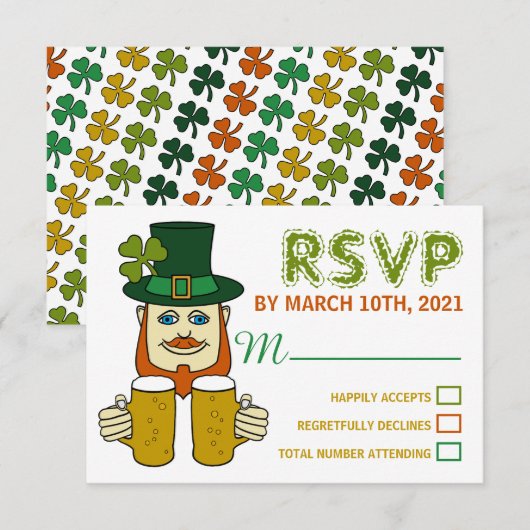 Ierse Leprechaun, St Patrick's Day Party RSVP (Voorkant / Achterkant)
