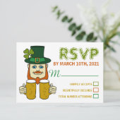 Ierse Leprechaun, St Patrick's Day Party RSVP Kaartje (Staand voorkant)