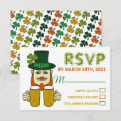 Ierse Leprechaun, St Patrick's Day Party RSVP Kaartje (Voorkant / Achterkant)