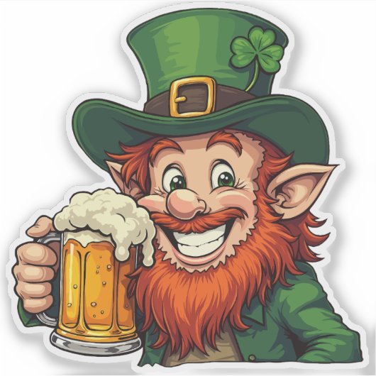 Ierse Leprechaun - St. Patrick's Day Sticker (Voorkant)