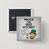 Ierse les: walvisoliesundvlees gekookt op Leprecha Vierkante Button 5,1 Cm (Voorkant /achterkant)