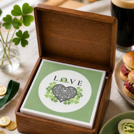 Ierse LIEFDE Shamrock & Keltische Knoop Hart Papie Servet
