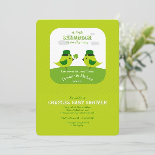 Ierse Liefdesvogels Uitnodiging voor de Bruidsdouc (Staand voorkant)