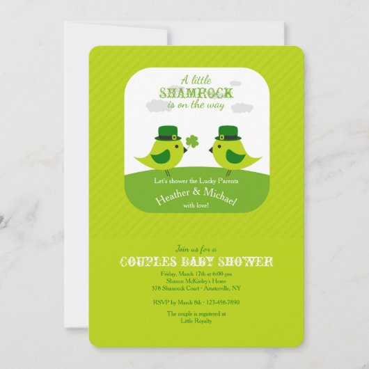 Ierse Liefdesvogels Uitnodiging voor de Bruidsdouc (Voorkant)