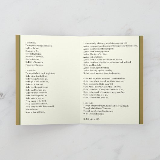 Ierse Lorica van St. Patrick Prayer Kaart (Binnen)
