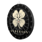 Ierse Lucky Four Leaf Clover met Naam Zwart Dartbord (Voorkant Rechts)