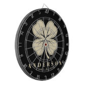 Ierse Lucky Four Leaf Clover met Naam Zwart Dartbord (Voorkant Links)