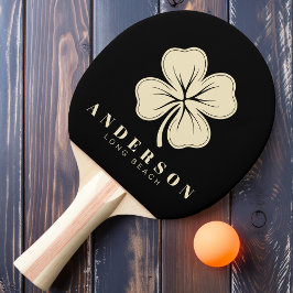 Ierse Lucky Four Leaf Clover met naam Zwart Tafeltennisbatje