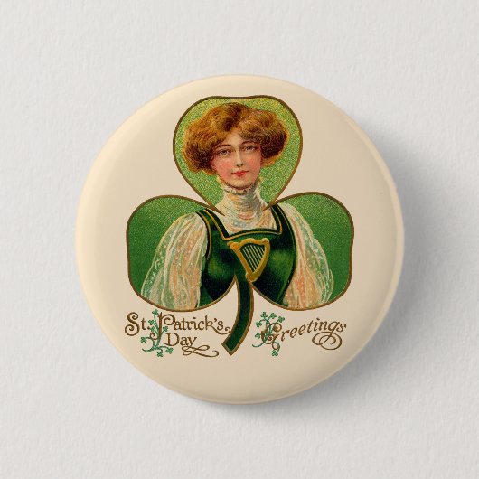 Ierse meid St. Patrick's Day knop Ronde Button 5,7 Cm (Voorkant)