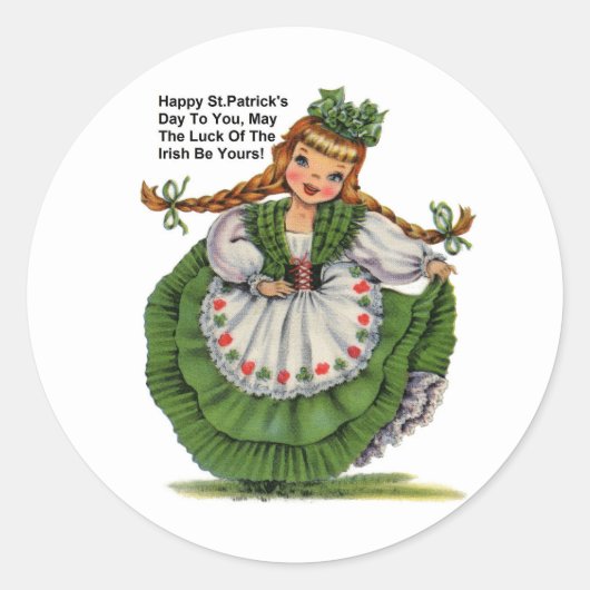 Ierse meisje ronde sticker (Voorkant)