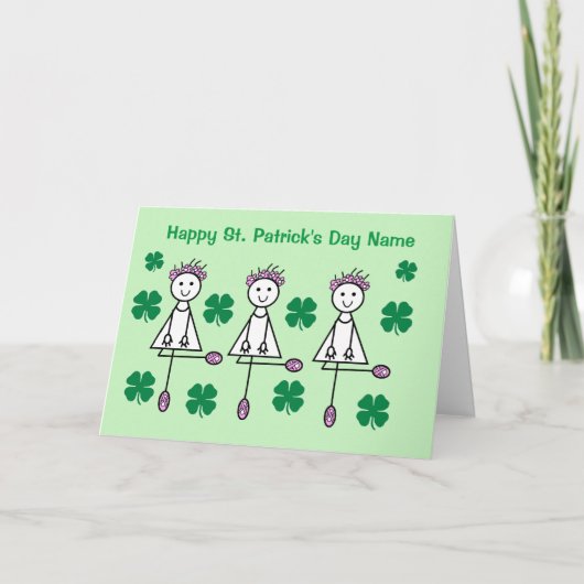 Ierse meisjes die St Patrick's Day dansen Kaart (Voorkant)
