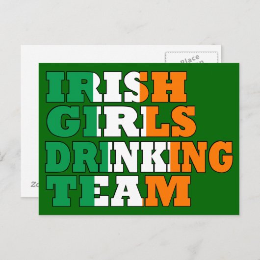 Ierse meisjes drink team briefkaart (Voorkant / Achterkant)