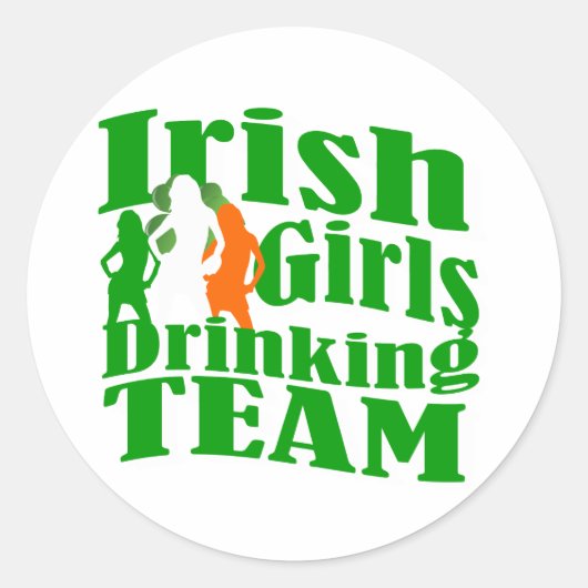 Ierse meisjes drink team ronde sticker (Voorkant)