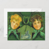 Ierse meisjes Shamrock Blarney Castle Briefkaart (Voorkant / Achterkant)