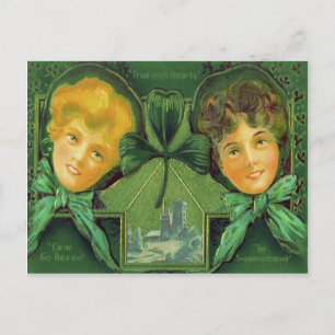 Ierse meisjes Shamrock Blarney Castle Briefkaart