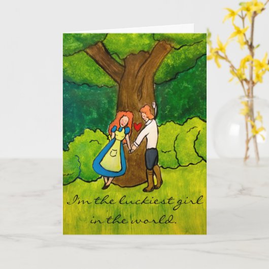 "Ierse Minnaars" - Gelukkig Jubileum van haar Kaart (Gele Bloem)