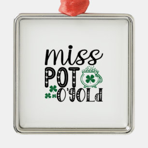 Ierse Miss Pot O Gold Metalen Ornament