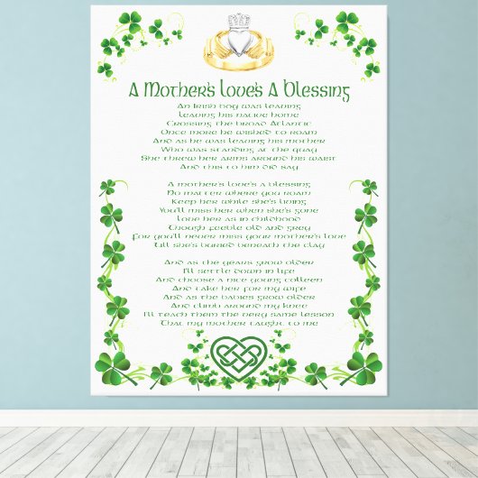 Ierse moeders liefde is een zegen canvas afdruk (Insitu (Houten vloer))