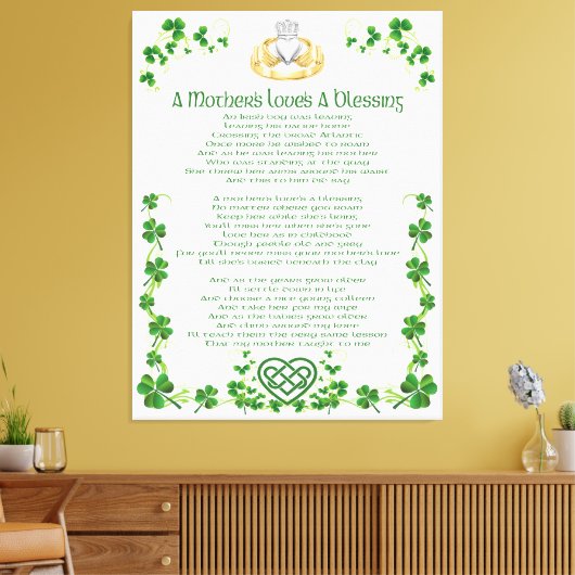 Ierse moeders liefde is een zegen canvas afdruk (Insitu (Woonkamer))
