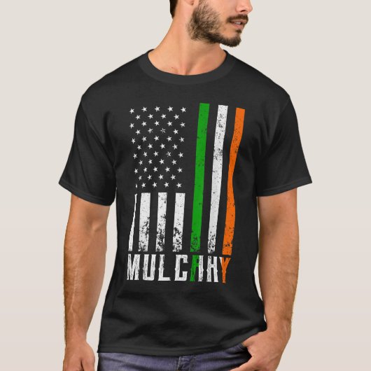 Ierse MULCAHY familie Amerikaanse vlag Ierland vla T-shirt (Voorkant)