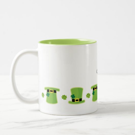 Ierse naam Shamrock Pet St Patricks Day Green Fun Tweekleurige Koffiemok (Links)