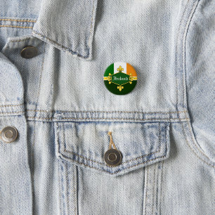 Ierse Nationale vlag, naam aanpassen Ronde Button 3,2 Cm