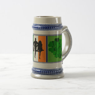 Ierse nationale vlag, shamrock klaver, rivierdans bierpul