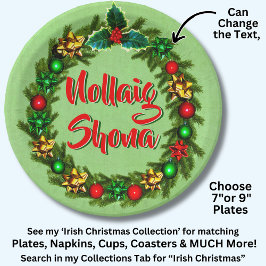 Ierse Nollaig Shona Vrolijk Kerstfeest 7" Papieren Bordje