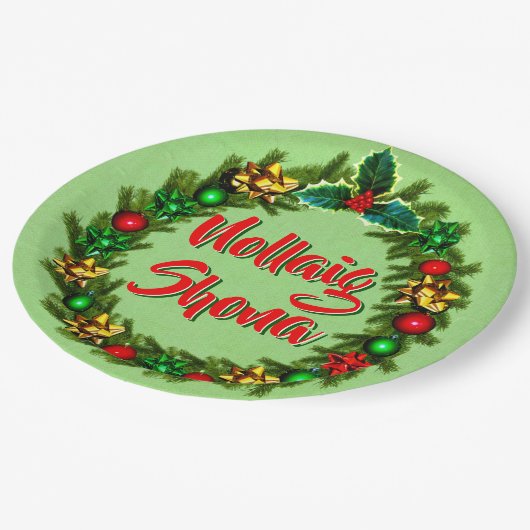 Ierse Nollaig Shona Vrolijk Kerstfeest 9" Papieren Bordje (Gekanteld)