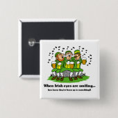 Ierse ogen glimlachen uit vierkante button 5,1 cm (Voorkant /achterkant)