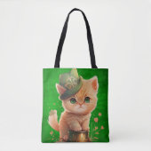 IERSE ORANJE TABBY KITTEN POT GOLD TOTE BAG (Voorkant)