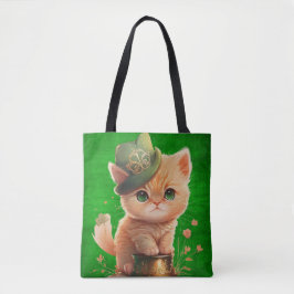 IERSE ORANJE TABBY KITTEN POT GOLD TOTE BAG