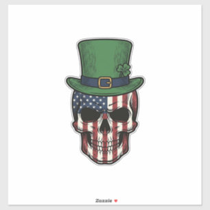 Ierse Patriottische Schedel Vintage Gravure Shirt  Sticker