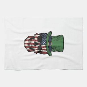 Ierse Patriottische Schedel Vintage Gravure Shirt Theedoek