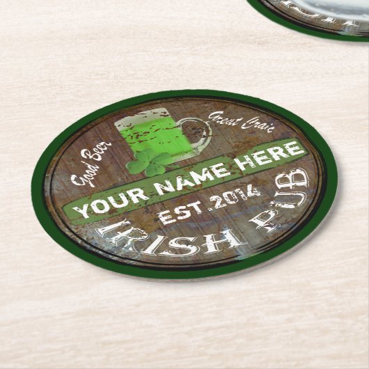 Ierse pekelstang ronde kartonnen onderzetter (Gebogen)