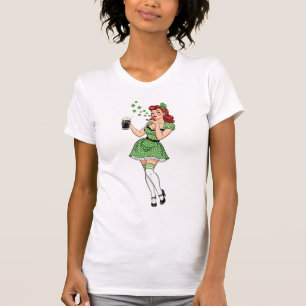 Ierse Pin-Up die van Bier Houdt T-shirt
