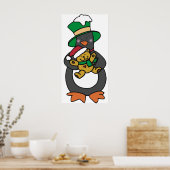 Ierse pinguïn houdt kerstknuffel vast poster (Keuken)