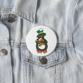 Ierse pinguïn met kerstteddybeer ronde button 7,6 cm (In situ)