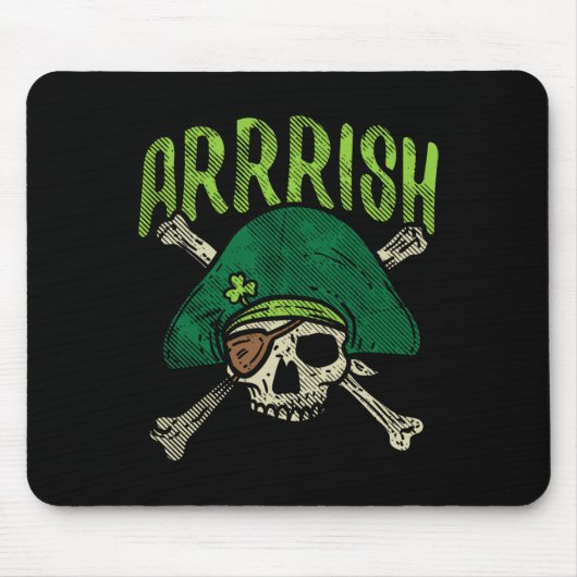 Ierse Piraat Schedel Leprechaun St. Patrick's D Muismat (Voorkant)