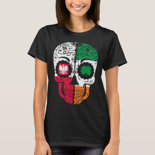 Ierse Poolse Schedel Suiker Ierland Polen Vlag St  T-shirt