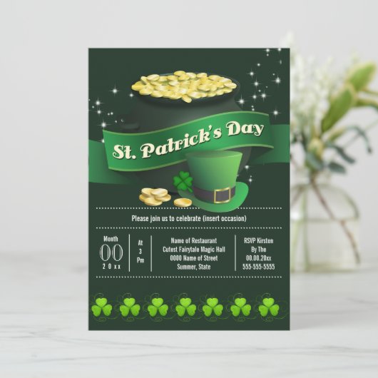 Ierse pot met goud St Patricks vakantie feest Kaart (Staand voorkant)