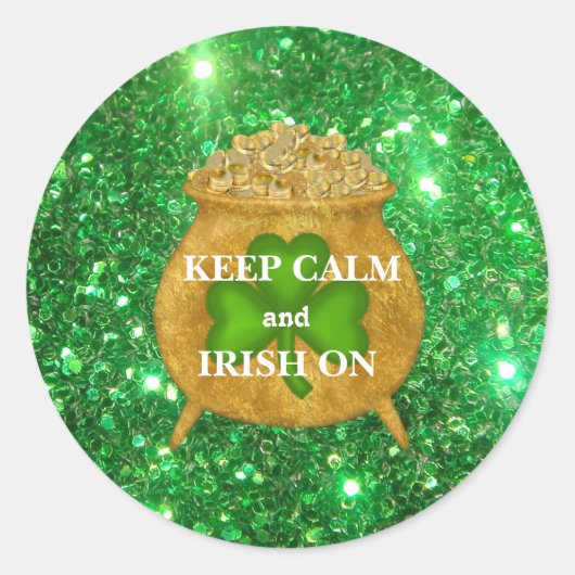 Ierse Pot of Gold Sparkle Ronde Sticker (Voorkant)