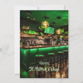 Ierse pub klaar voor St. Patrick's Day-feest Feestdagenkaart (Voorkant)