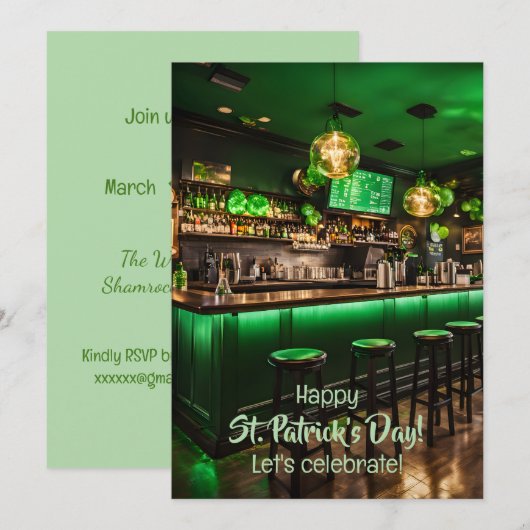 Ierse pub klaar voor St. Patrick's Day-feest Kaart (Voorkant / Achterkant)