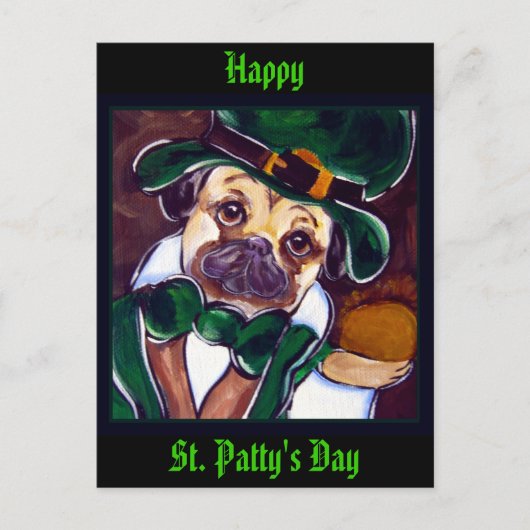 Ierse Pug Briefkaart (Voorkant)